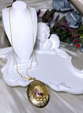 【BW中古】中古维多利亚时期素金板绘相盒项链