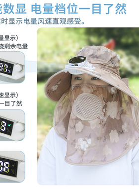 夏季成人圆形太阳能充电风扇帽子