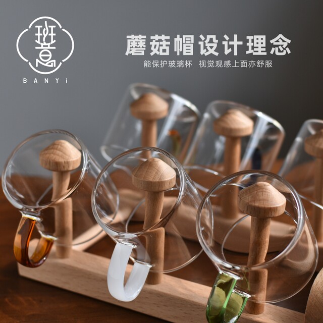 Solid wood upside-mounted dust-proof drain cup storage cup holder