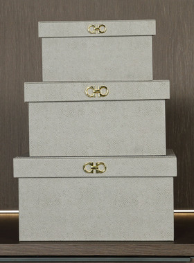 衣帽间装饰品轻奢皮质收纳箱摆件