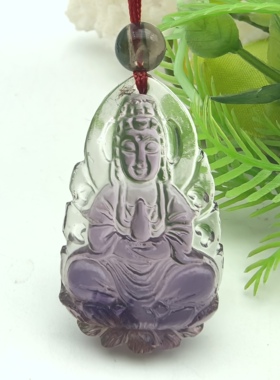 特价天然老料紫水晶原石打磨抱瓶观音吊坠挂件一物一图A50-25