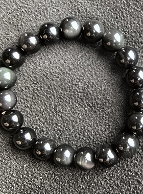 领袖石～天然水晶黑曜石手链男女款单圈手串饰品礼物一物一图A36