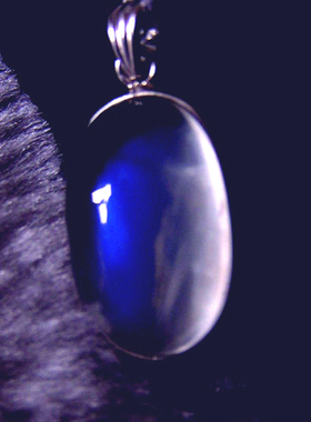 收藏品纯天然蓝月光石925银镶嵌水晶挂件吊坠挂坠女一物一图A12