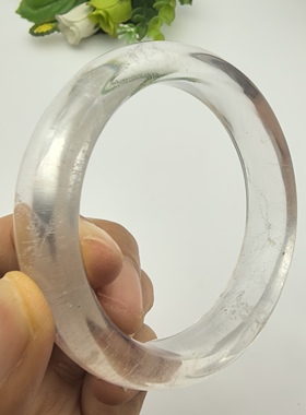 天然白水晶手镯女款59圈口宽厚实晶体干净一物一图A21-12
