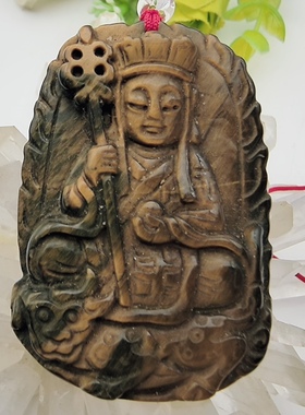 天然水晶黄虎眼观音菩萨吊坠挂坠男女生肖鼠兔龙猴猪守护神A34-55