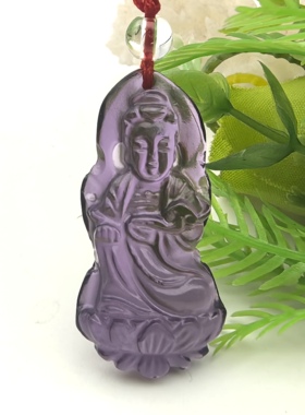 紫瑞如意～天然紫水晶如意观音吊坠挂件一物一图A50-89