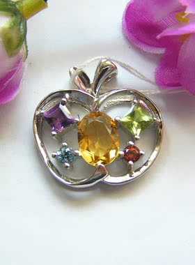 江浙沪包邮银镶嵌水晶橄榄石