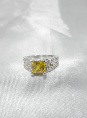 日韩风彩色宝石几何水滴银指环