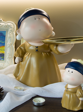 戴珍珠耳环少女钥匙收纳盘摆件