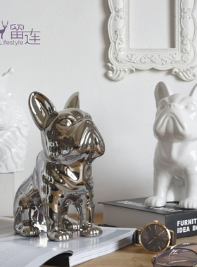 轻奢风斗牛犬存钱罐法斗犬摆件