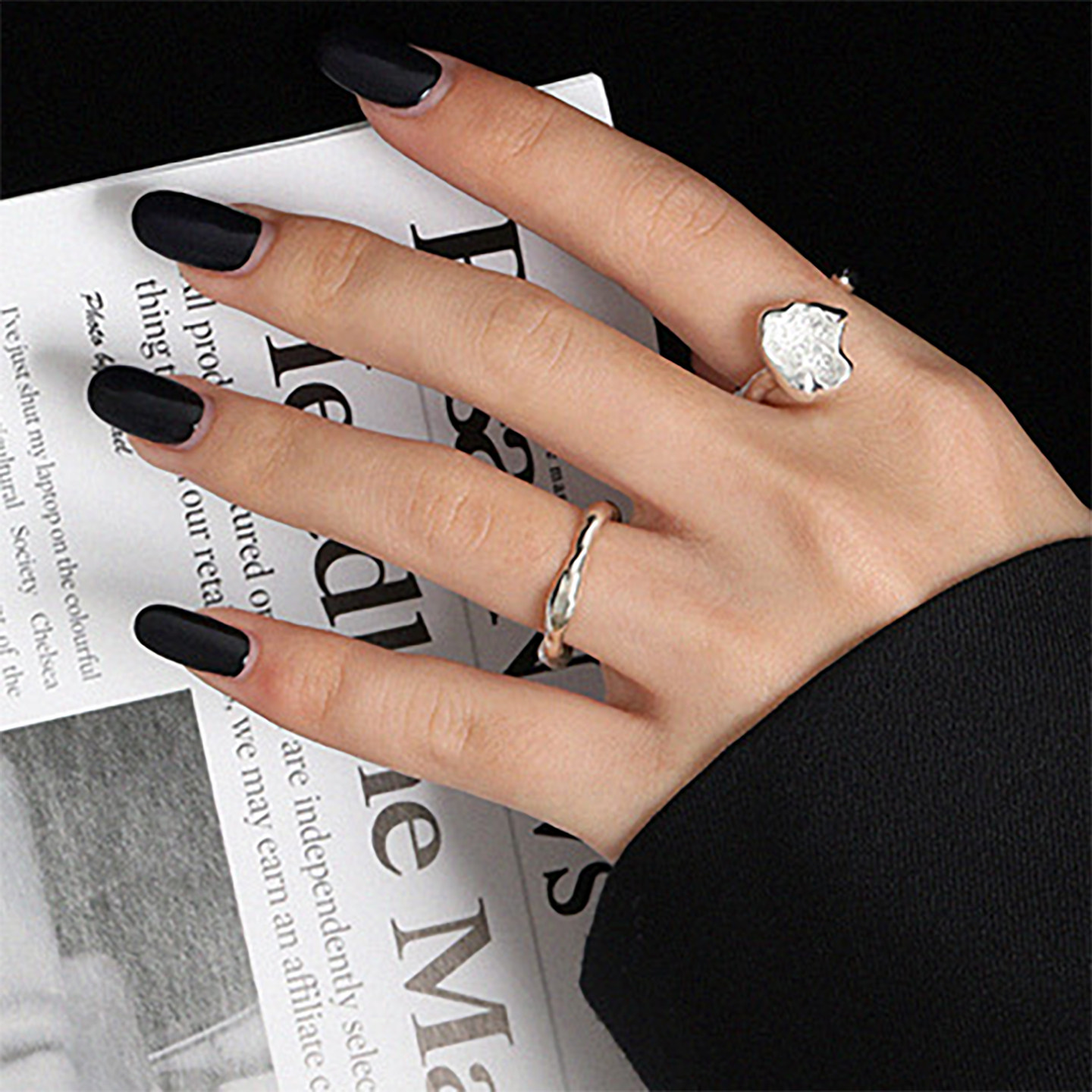S925 sterling silver antique irregular ring