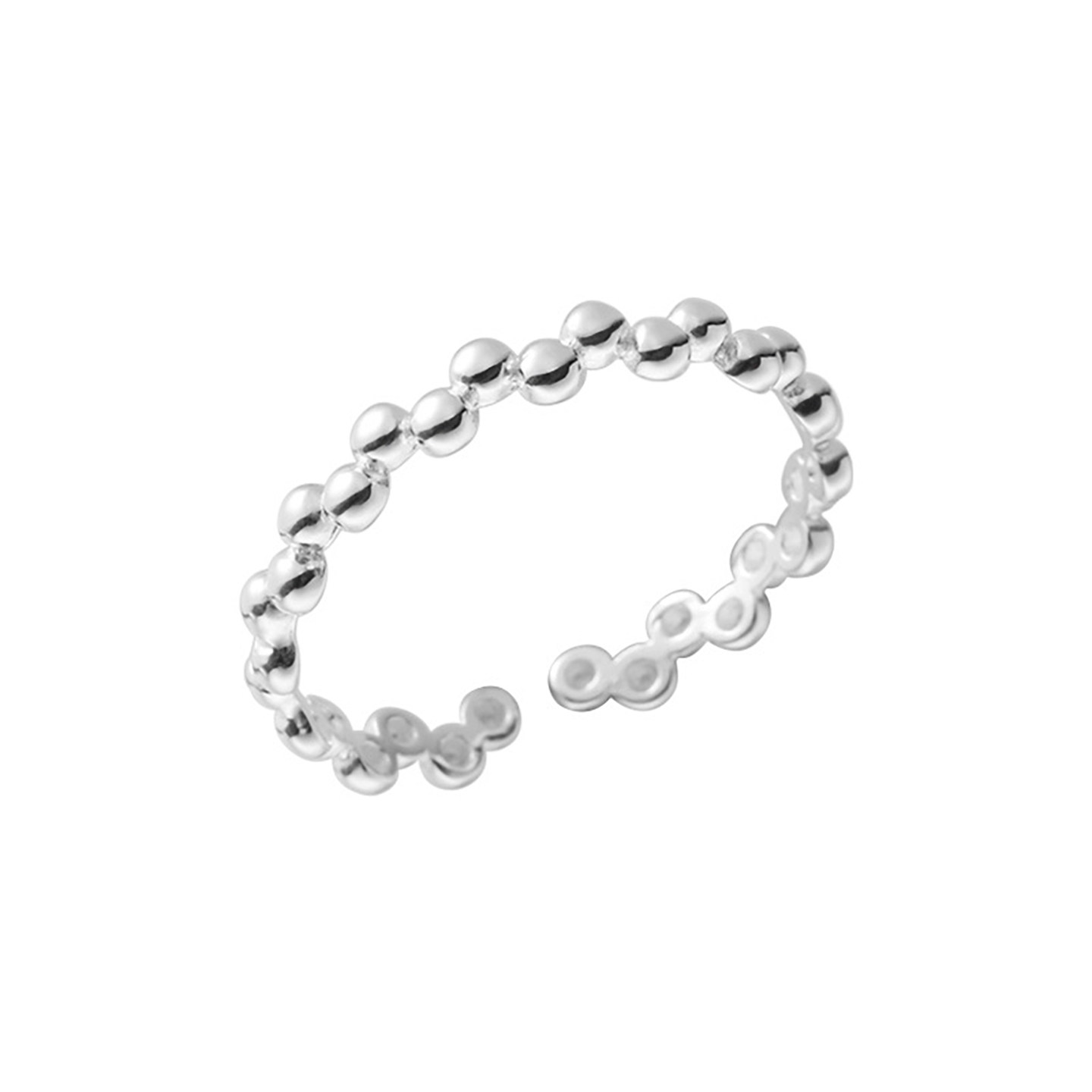 S925 sterling silver wavy ball open stacking ring