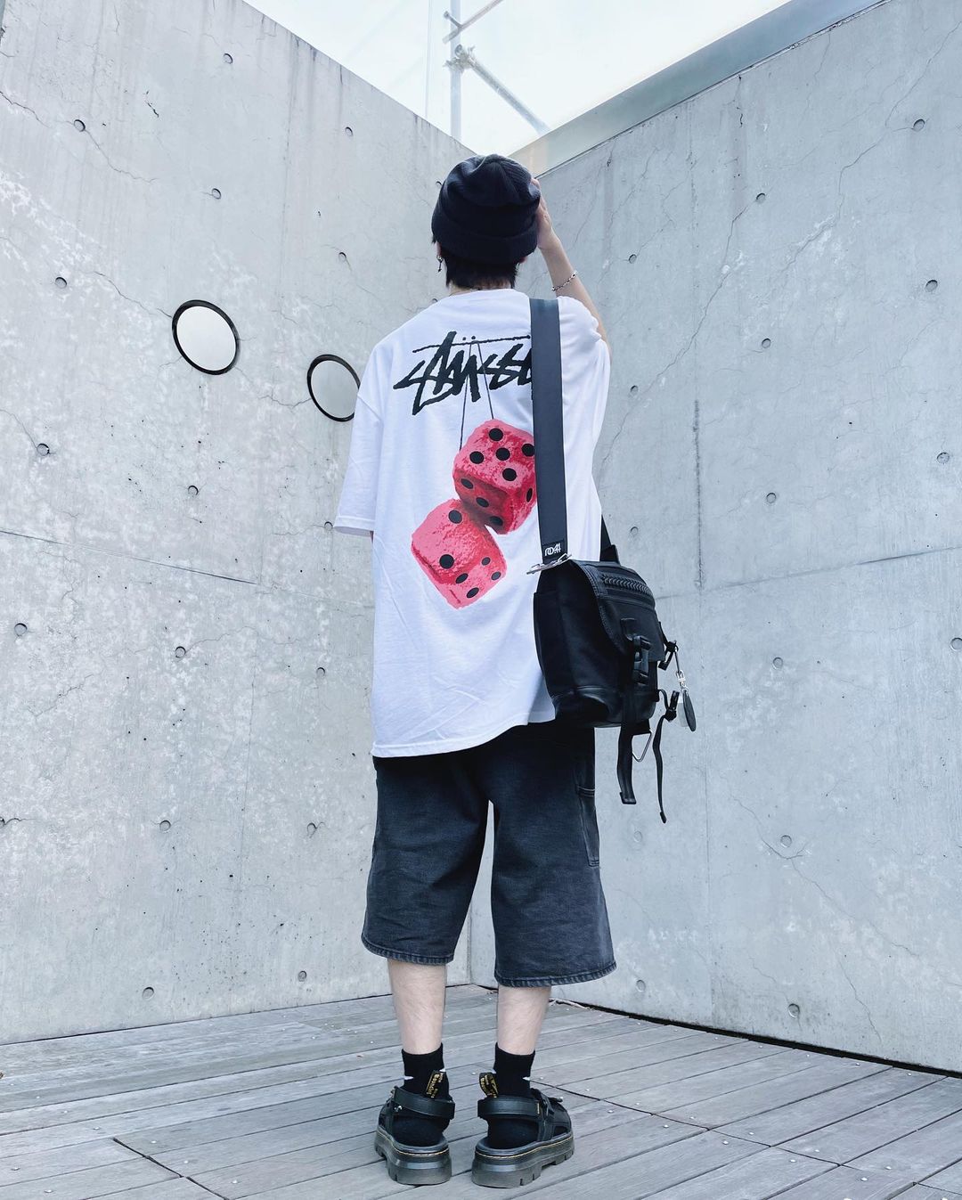 潮物Woo Stussy Fuzzy Dice Tee 骰子Logo印花情侣短袖中性风T恤 - 图1