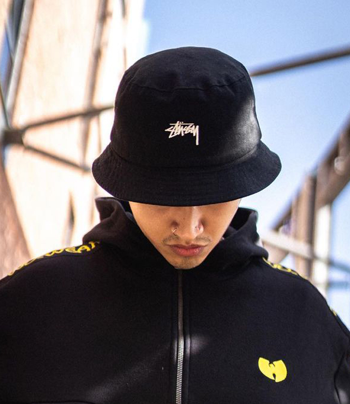 潮物Woo Stussy Big Logo Bucket Hat 遮阳防晒刺绣标盆帽渔夫帽 - 图0