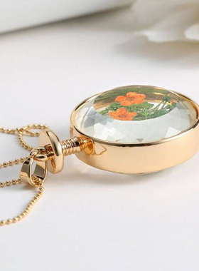 圆形植物标本干花手作风森系吊坠