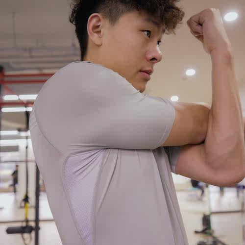 BALLHO 夏季短袖紧身衣男子训练运动T恤篮球速干透气弹性健身跑步 - 图1