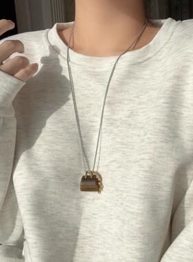 韩系甜酷风虎眼石黑曜石项链