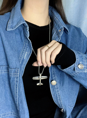 钛钢男女皆可小飞机项链不掉色