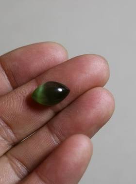 和田玉碧玉菠菜绿活猫眼戒面 马眼宝石光一线天活猫眼戒面