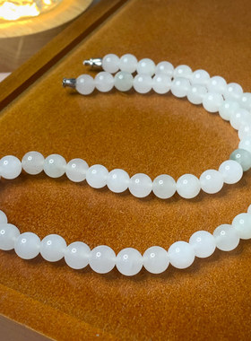 天然天山翠圆珠项链新疆白玉珠串玉石高档礼物送妈妈项链