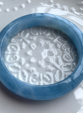 冰透细款圆条一物一图海蓝宝手镯