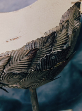 复古做旧底部加重处理铁木结合小鸟装饰花盆摆件收纳盒孤品不退换