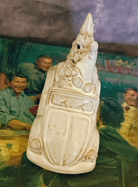 美式乡村陶瓷圣诞老人圣诞树小汽车造型装饰摆件孤品（能亮灯）