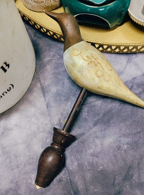 实木雕刻鸭子造型花插摆件孤品