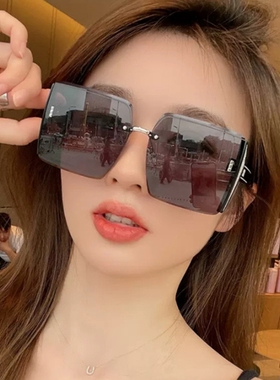 新款无框太阳镜女士墨镜女切边韩版网红潮抖音直播太阳镜