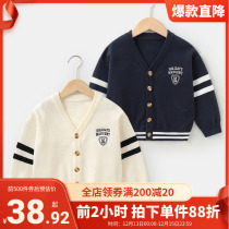 Boy College Wind knit cardiovert sweater jacket autumn clothing spring and autumn in childrens baby with baby blouses U14036