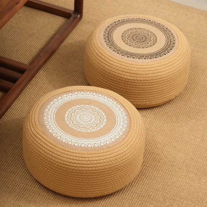 黄棉绳蒲团坐垫家用地上客厅榻榻米垫子加厚飘窗卧室拜佛圆形坐墩,淘宝优惠券,粉丝福利购,淘宝优惠卷