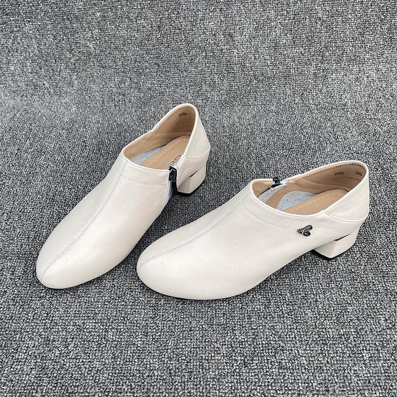 2025秋季新款真皮深口女单鞋中跟软底时尚女鞋百搭女款粗跟小皮鞋,淘宝优惠券,粉丝福利购,淘宝优惠卷