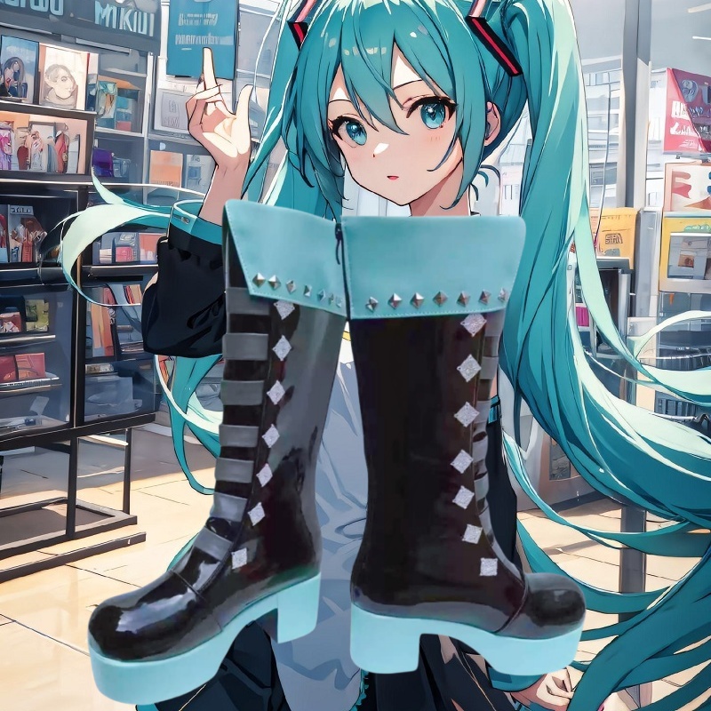 初音未来MIKU小浣熊鞋子Cos鞋子定制Cosplay靴子游戏动漫道具定制 - 图3