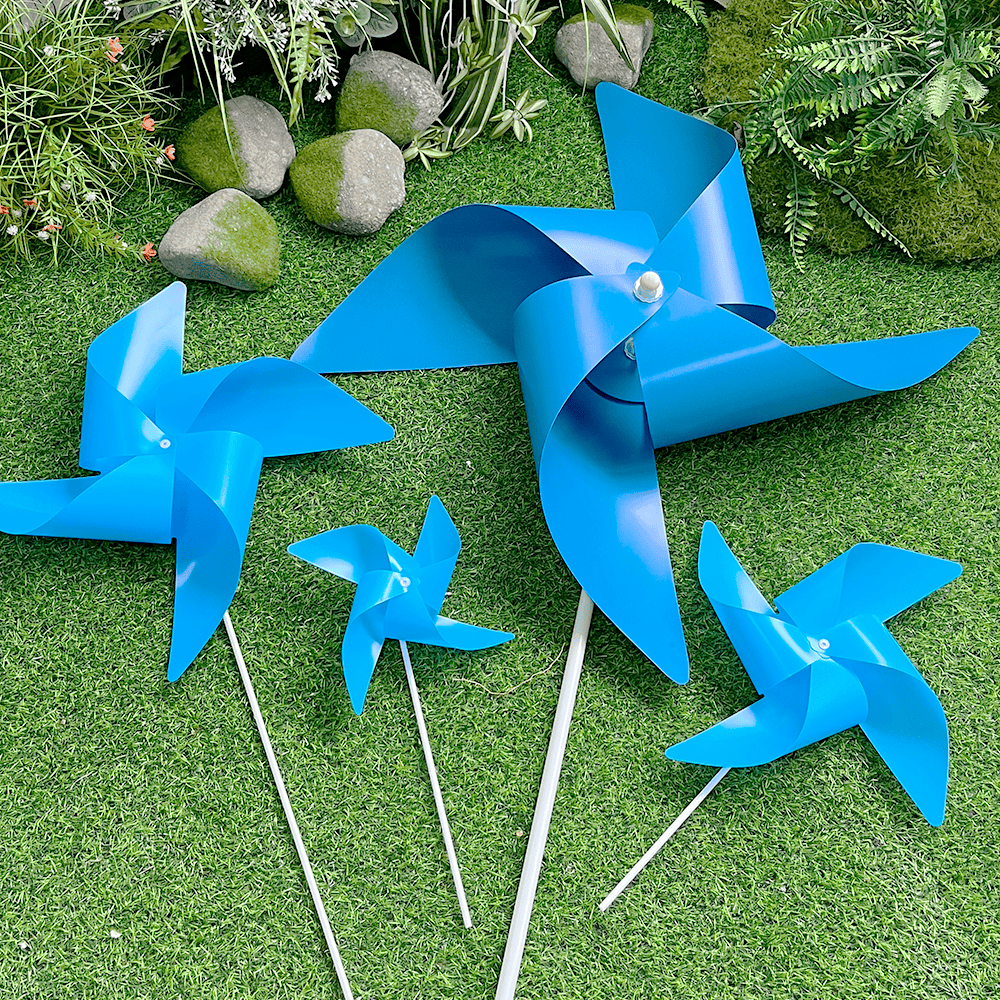 旋转四叶天蓝纯色风车大地推儿童玩具装饰塑料户外diy手工小玩具,淘宝优惠券,粉丝福利购,淘宝优惠卷