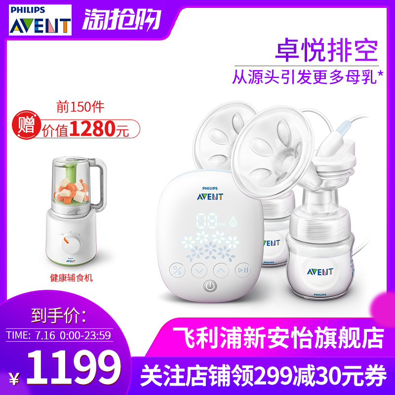 飛利浦新安怡電動吸奶器 孕產婦雙邊自動吸乳器 大吸力靜音SCF303