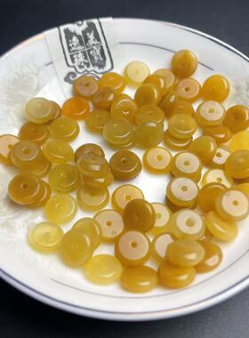 天然黄龙玉平安扣圆片散珠配件