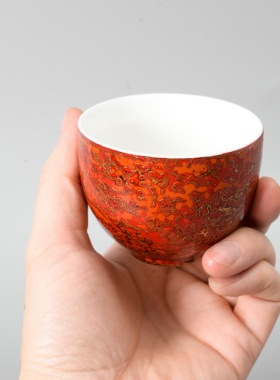 大漆白瓷杯 鎏银主人杯 天然 纯手工非遗犀皮漆器 无漆不器