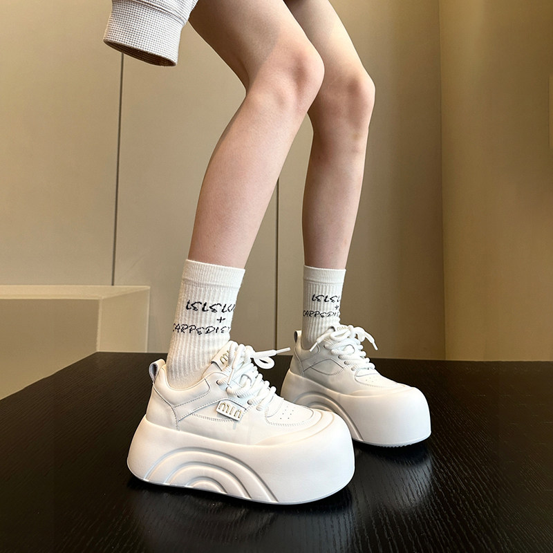 趋势神店~韩版真皮大头丑萌面包小白鞋女板鞋厚底配阔腿裤休闲鞋,淘宝优惠券,粉丝福利购,淘宝优惠卷