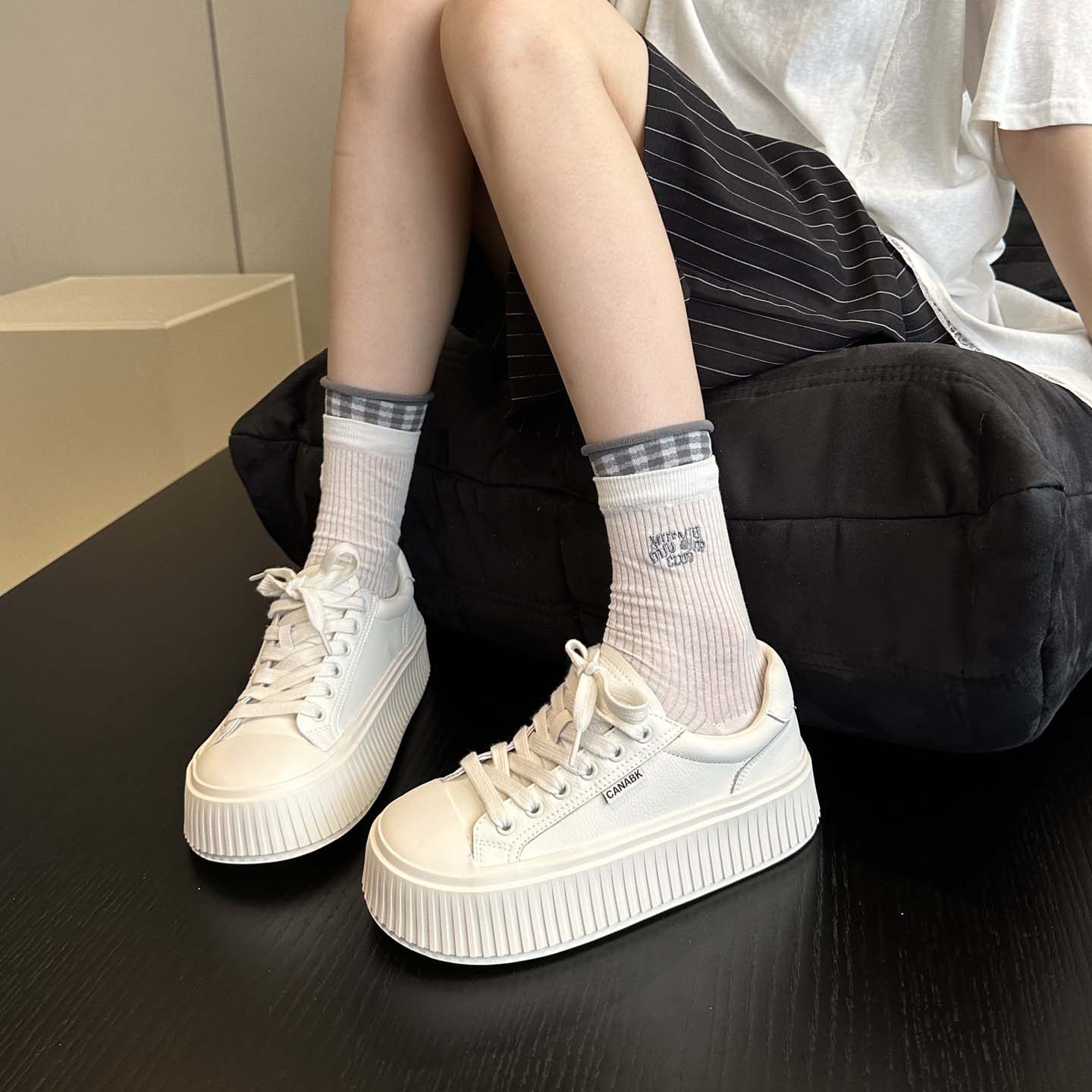 品质尖货~新版本全皮真皮韩版软底丑萌厚底板鞋女鞋小白鞋饼干鞋,淘宝优惠券,粉丝福利购,淘宝优惠卷