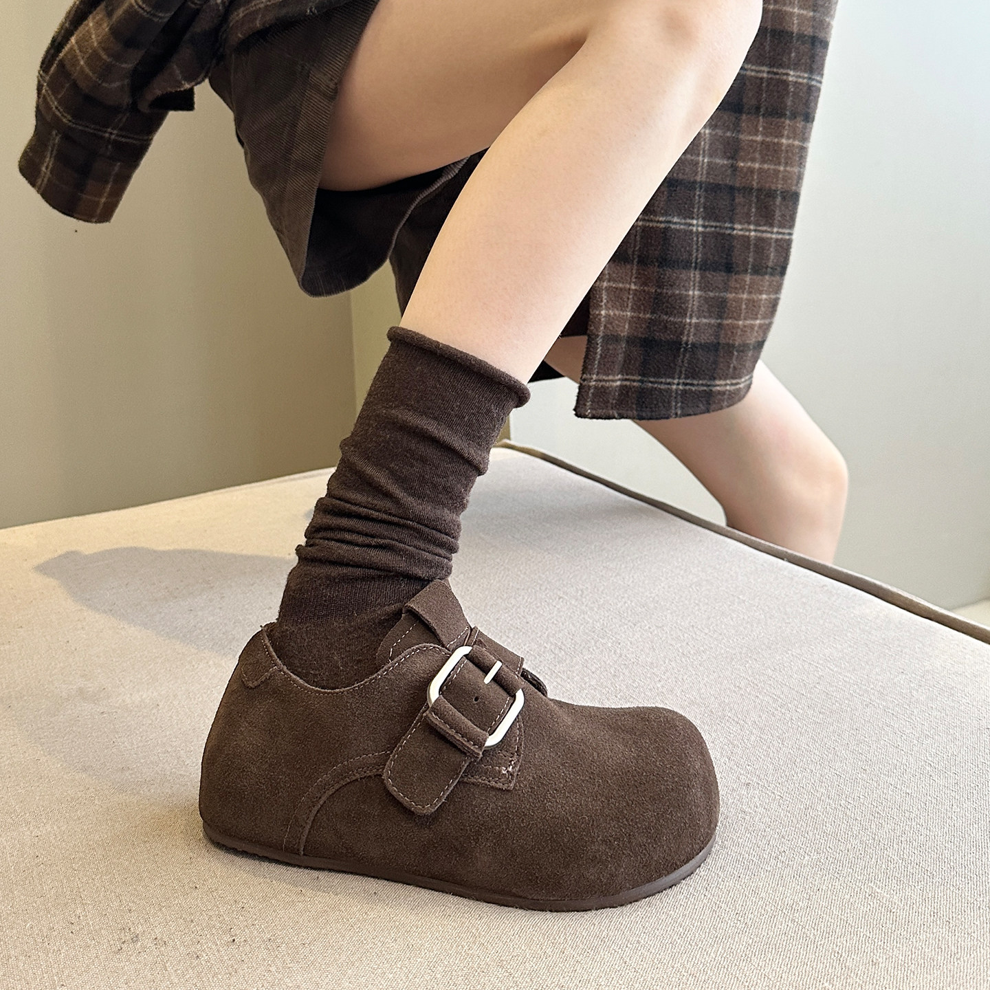 好物神店~冬季加绒牛皮配阔腿裤内增高厚底勃肯鞋女鞋棉鞋小皮鞋,淘宝优惠券,粉丝福利购,淘宝优惠卷