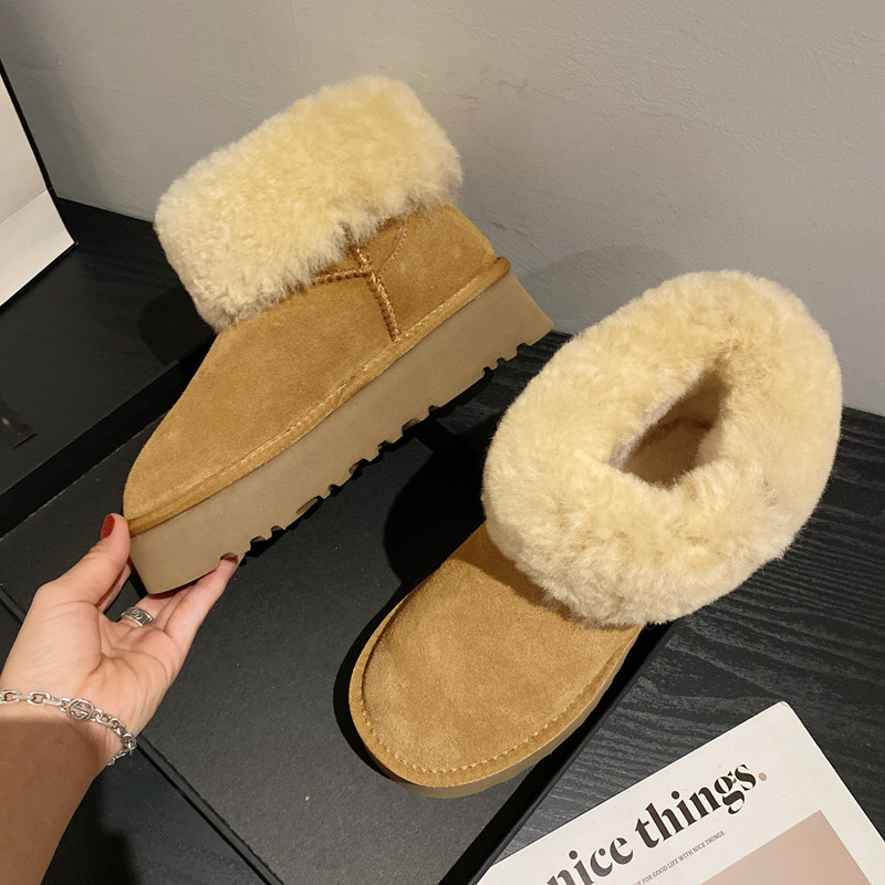 2025冬季新款磨砂牛皮一脚套羊毛加厚两穿女松糕厚底保暖雪地靴,淘宝优惠券,粉丝福利购,淘宝优惠卷