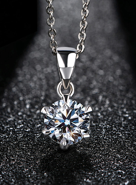 纯银925银女1克拉莫桑石项链