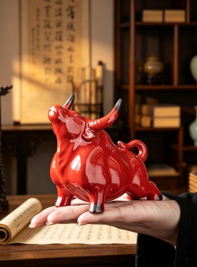 大号陶瓷红牛摆件股市红牛吉祥物
