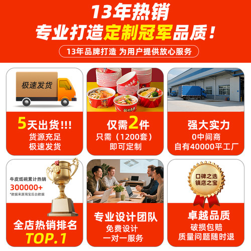 牛皮纸打包盒一次性纸碗饭碗野餐盒沙拉碗纸饭盒外卖快餐盒水果盒 - 图0
