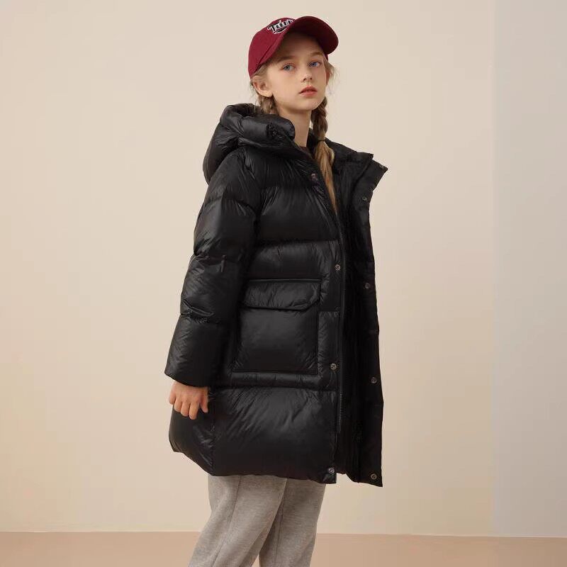 雪中飞黑曜石系列25冬新款男女童款鹅绒童装羽绒服长款加厚极寒