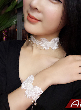 艾米米新娘蝴蝶韩国蕾丝欧美项链