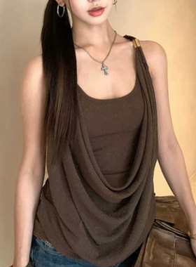 红人馆吊带背心女夏外穿2026超火减龄独特漂亮巨好看咖色无袖上衣