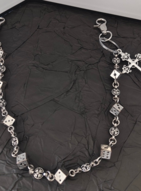 美式复古骰子十字花拼接腰链