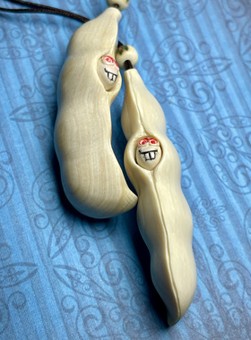 猛犸牙原色纯天然冰料手工雕刻创意豆荚挂件吊坠文玩手把件定制