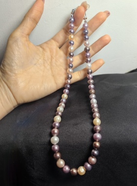 时尚高级轻奢 天然淡水珍珠多宝珍珠项链精致7+mm锁骨链天然微瑕